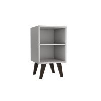 Manhattan Comfort 153AMC200 Mid-Century- Modern Amsterdam Nightstand 2.0 with 2 Shelves in White